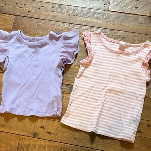 GAP Kids Ruffle Sleeve Tops - Lavender and Pink Striped